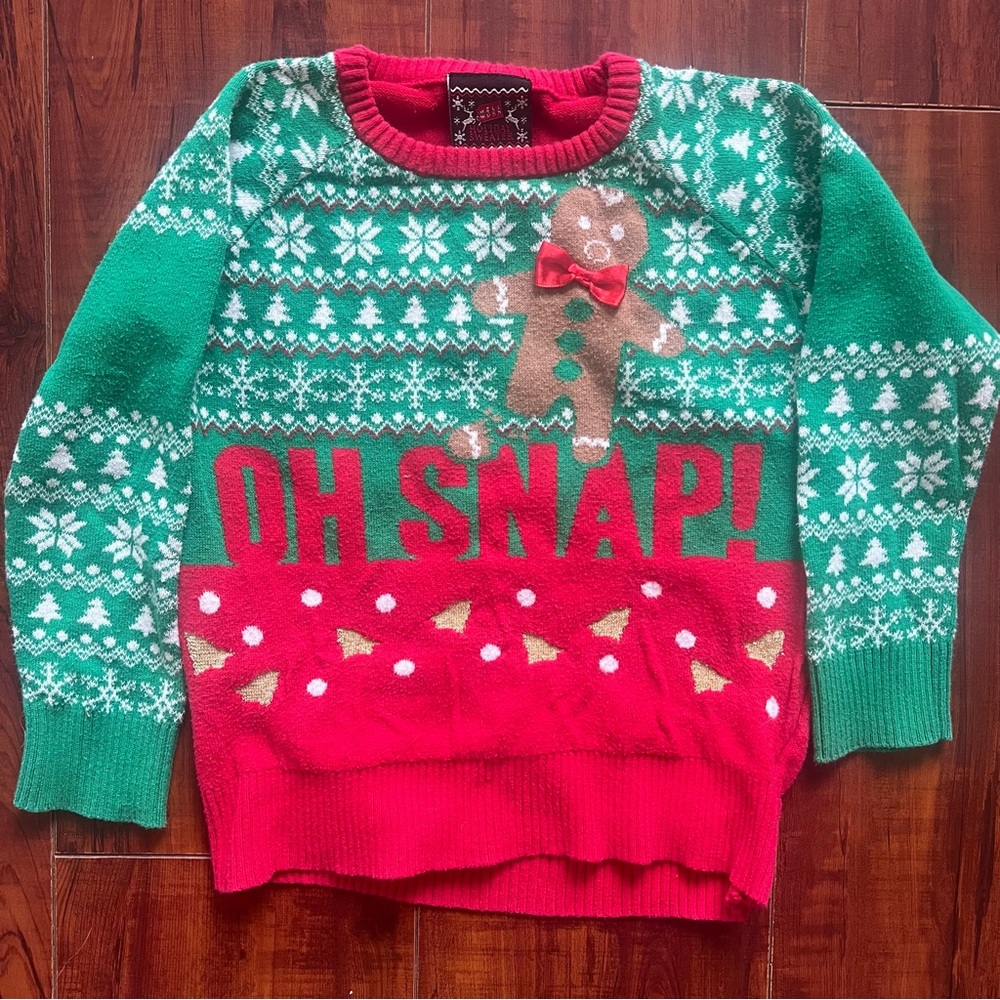 Well Worn Green and Red Kids Sweater